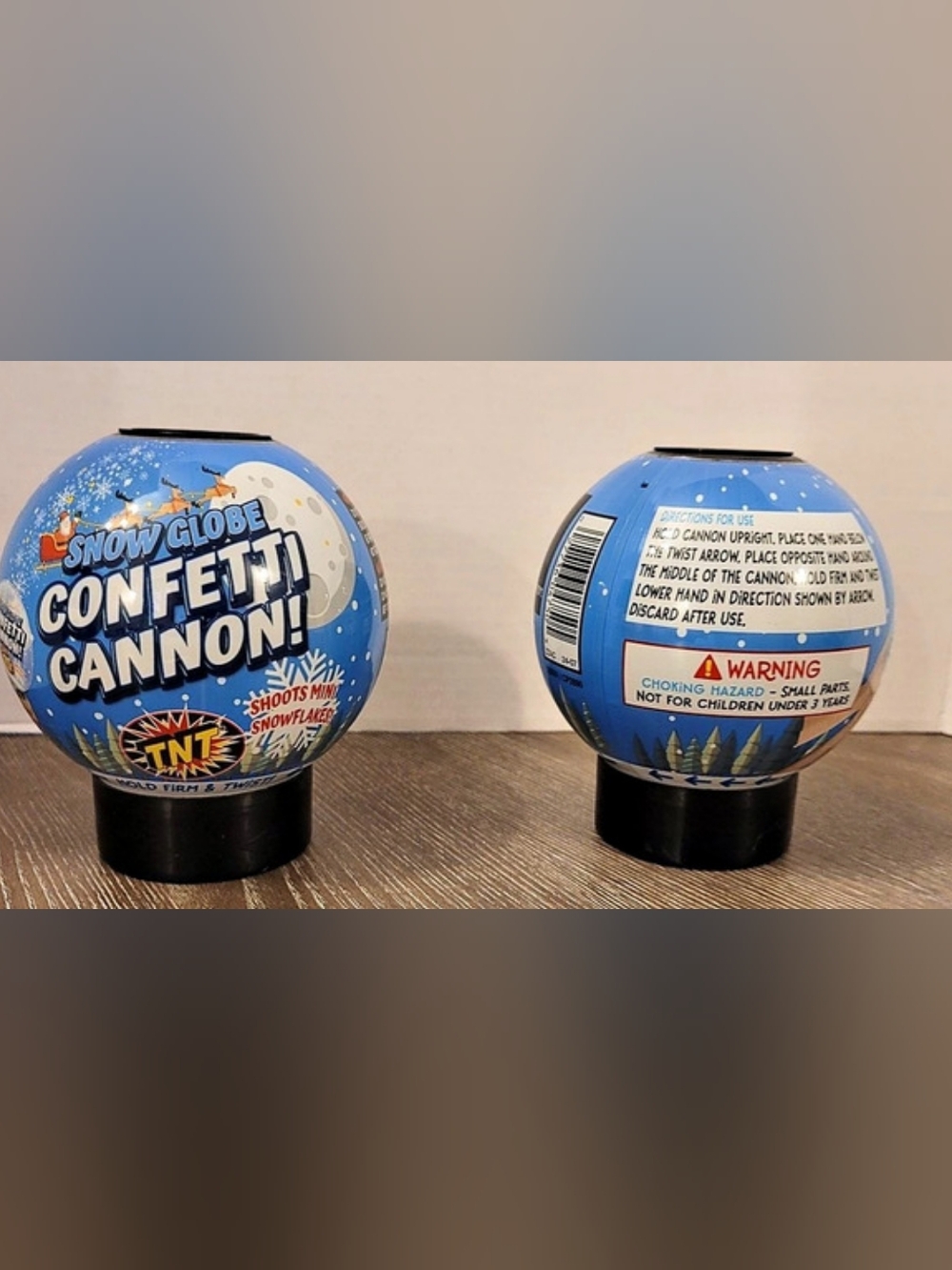TNT Snow Globe Confetti Cannon Confetti Cannons Set of 2 in Blue Like New